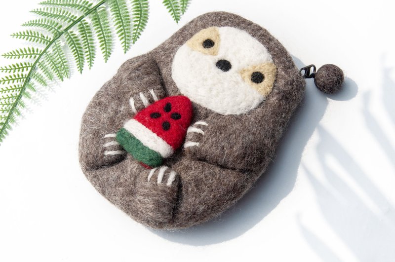 羊毛氈小物袋/羊毛氈收納袋/零錢包/悠遊卡套/羊毛氈錢包-樹懶包 - 零錢包/小錢包 - 羊毛 多色