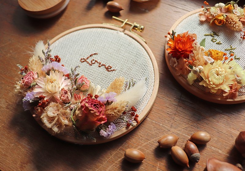 【Online】 - Embroidery- Embroidery Impression Drying Wreath Handmade Experience DIY (with instructional video) - Plants & Floral Arrangement - Plants & Flowers 