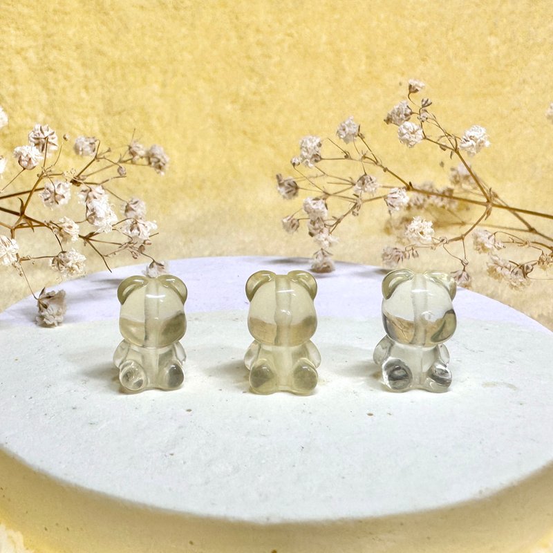 天然黃水晶小熊項鍊 可愛造型雕刻礦石飾品 - 項鍊 - 水晶 黃色