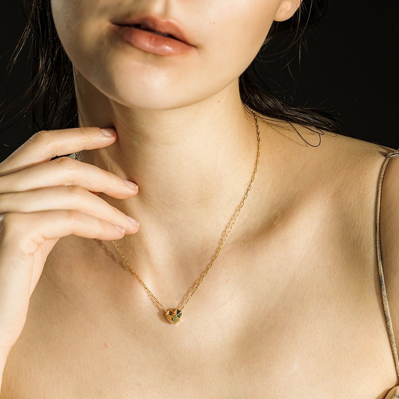 Korean Celebrity Park Na-rae Pick  Angular Heart Necklace 14k - 項鍊 - 其他金屬 多色