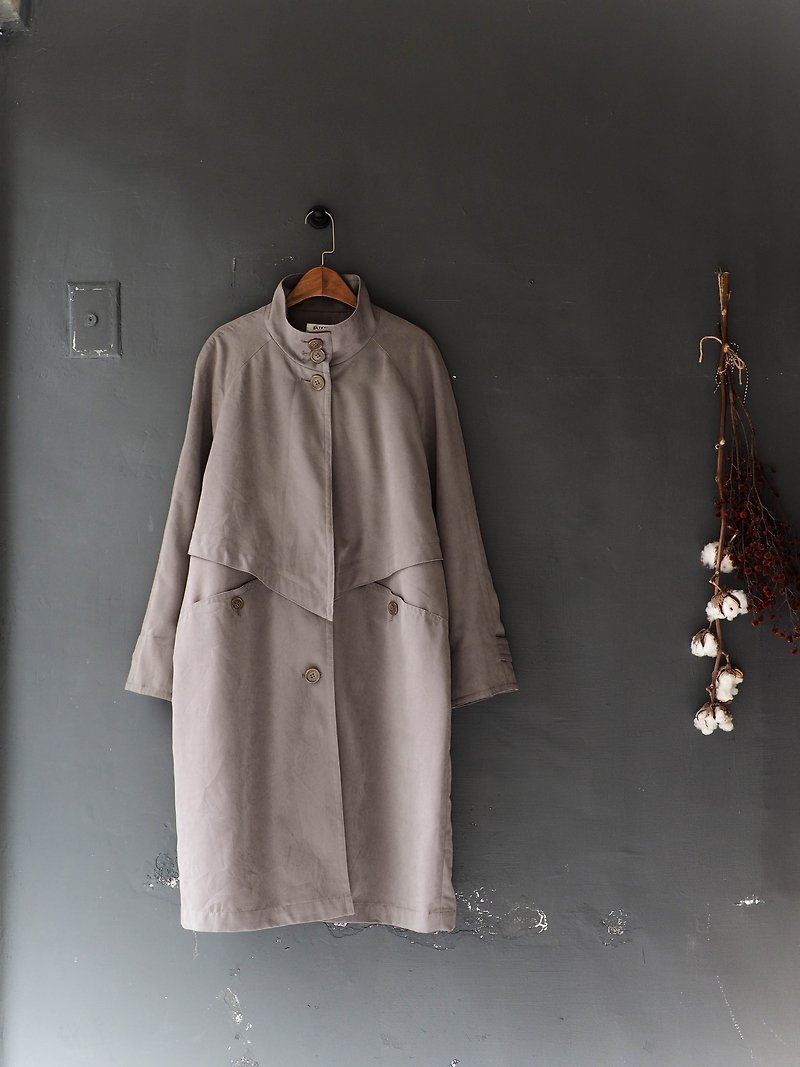 Okinawa elephant gray collar youth fall age antique thin windbreaker jacket trench coat - เสื้อแจ็คเก็ต - เส้นใยสังเคราะห์ สีเทา