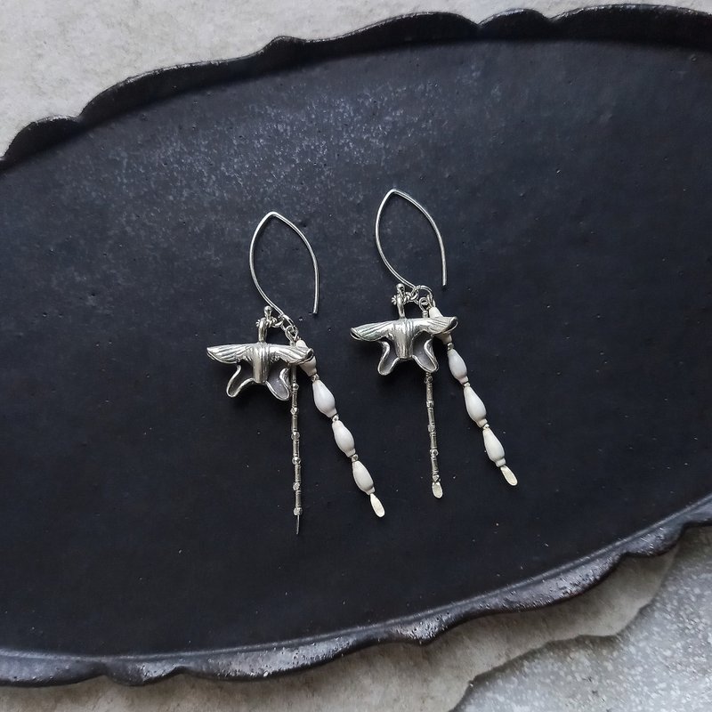 Karen Silver starfish, Juzdama (Job's Tears) double earrings / Clip-On - Earrings & Clip-ons - Sterling Silver Silver