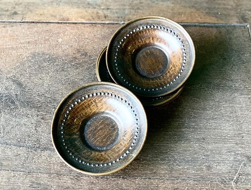 豊華vintage 日本 黃銅 鼓釘紋圓式杯托5客