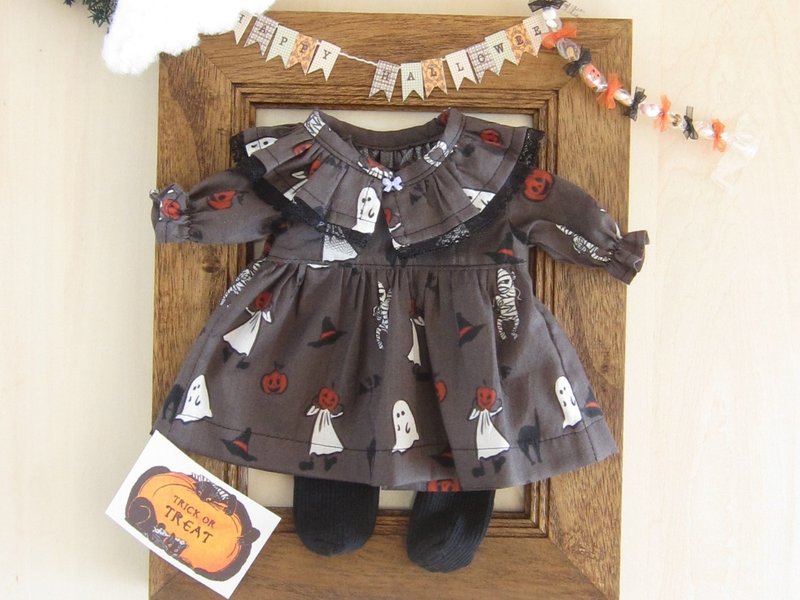 長袖ワンピース　落書きハロウィン　ぬいぐるみ服 - 寶寶/兒童玩具/玩偶 - 棉．麻 灰色