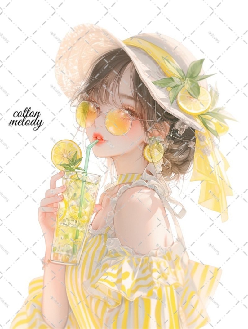 original sticker no.6442 人物ステッカー オリジナルステッカー 人物ステッカー 女の子ステッカー オリジナル人物ステッカー - 貼紙 - 紙 