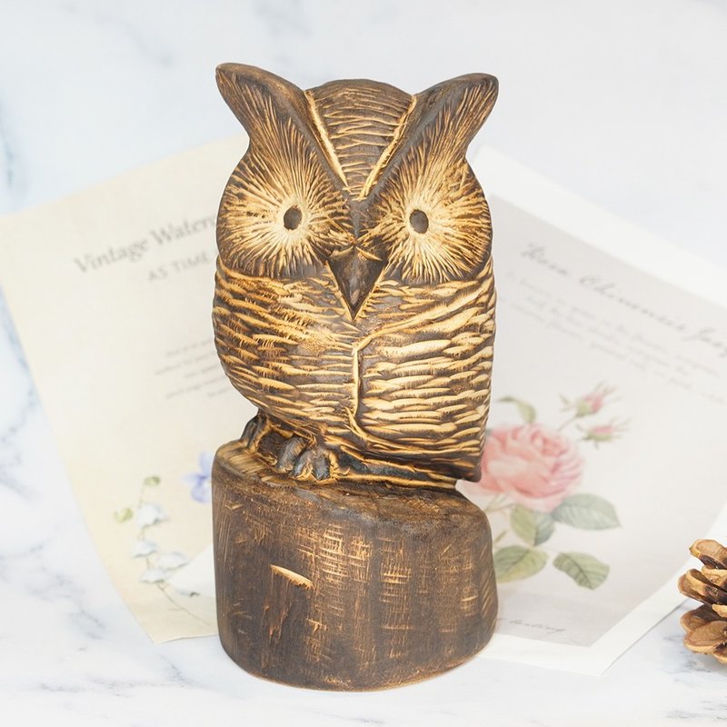 肖楠角鴞木雕貓頭鷹owl-郭國慶原創 - 擺飾/家飾品 - 木頭 咖啡色
