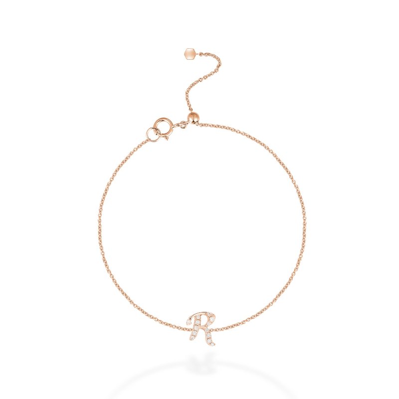 【mori】R 字母鑽石手鍊 【14k玫瑰金】 - 手鍊/手環 - 鑽石 粉紅色
