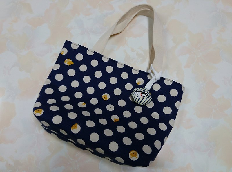 Blue Chai dog little handbag - Handbags & Totes - Cotton & Hemp Blue
