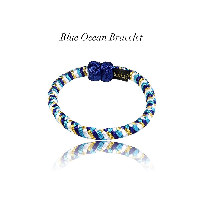 【飾品】組紐編手環 Blue Ocean /磁吸式日本組紐編手環 - 手鍊/手鐲 - 其他材質 藍色