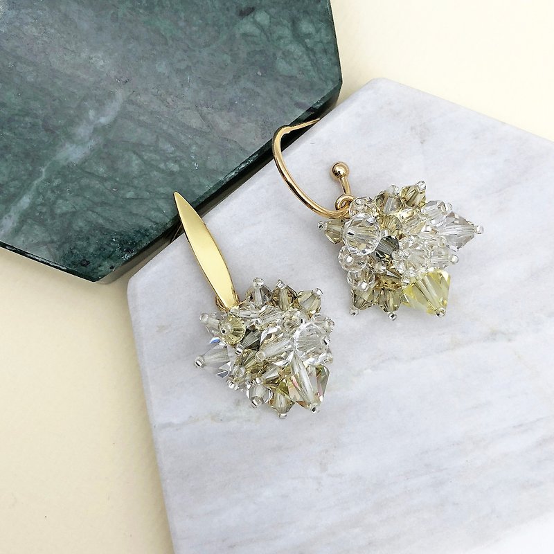 Swarovski Crystal 14kgf Earrings 【Wedding 】【Christmas Earring】【birthday Gift】 - Earrings & Clip-ons - Crystal Black