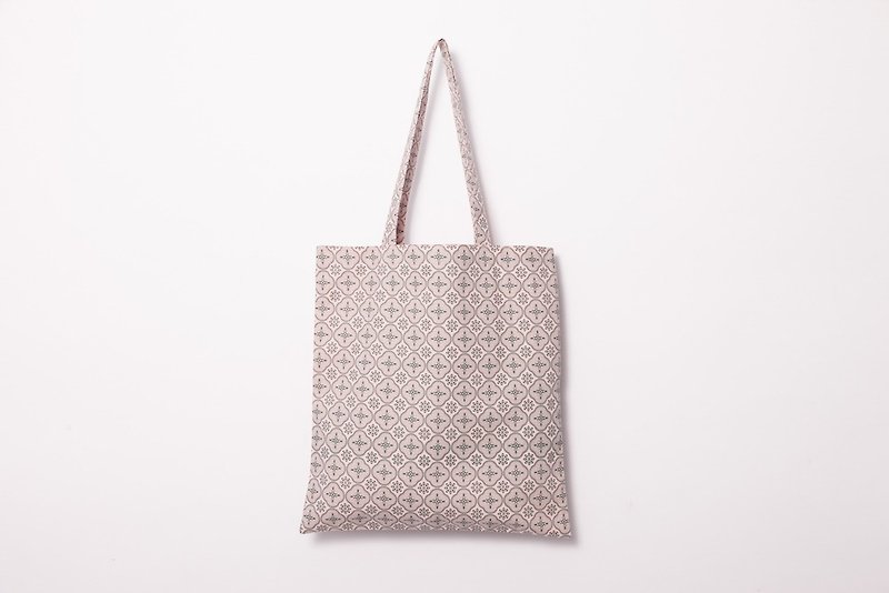 簡單購物袋/玻璃海棠/淺粉灰綠 - 側背包/斜背包 - 棉．麻 