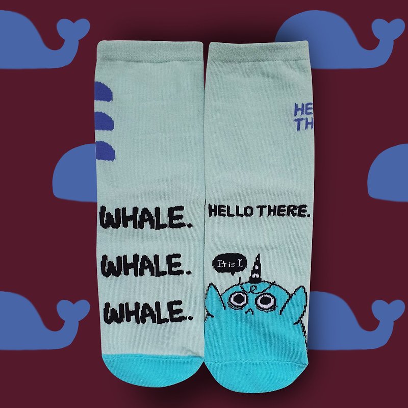 Whale whale whale hello there socks - Other - Cotton & Hemp Blue
