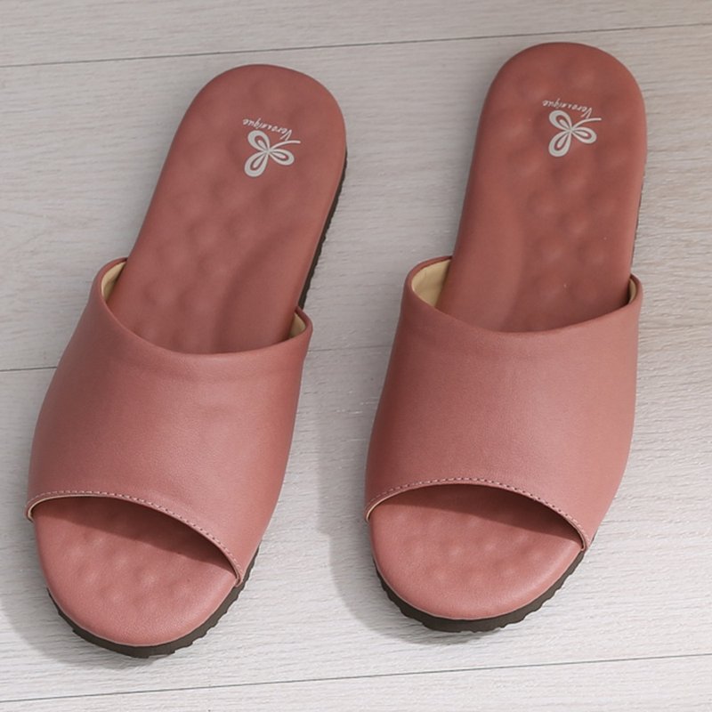 [Veronica] Comfortable and stress-relieving high-quality latex indoor leather slippers - pink - Indoor Slippers - Plastic 