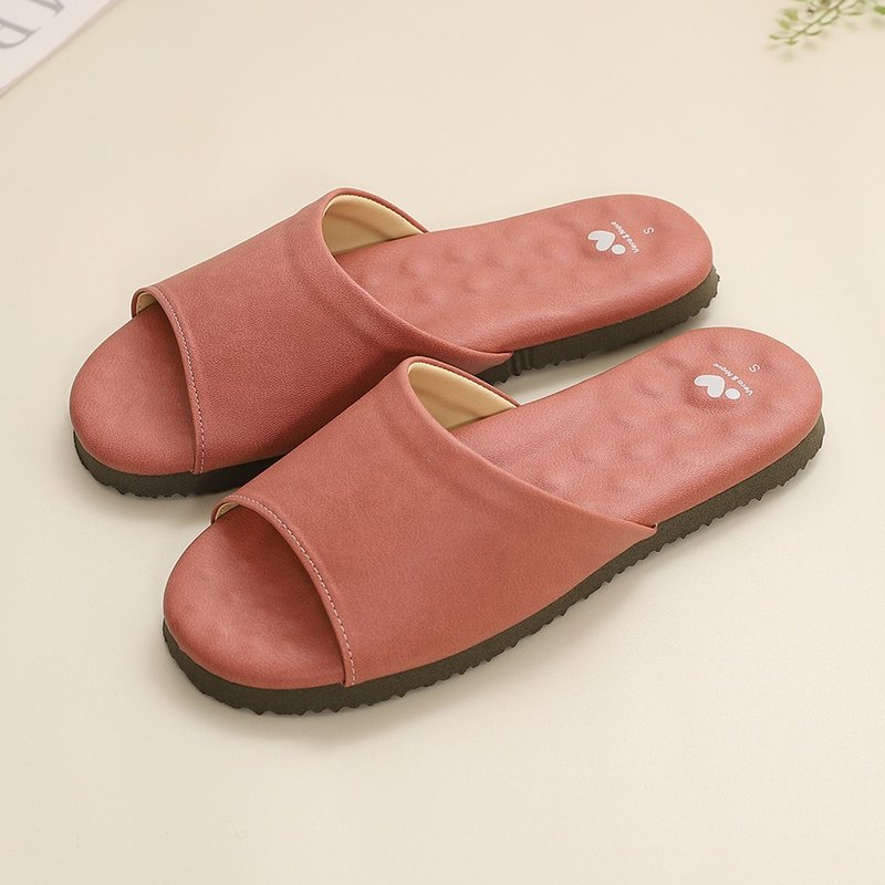 【ヴェロニカ】快適減圧、上質ラテックスインドアレザースリッパ - ピンク - ルームシューズ・スリッパ - プラスチック 