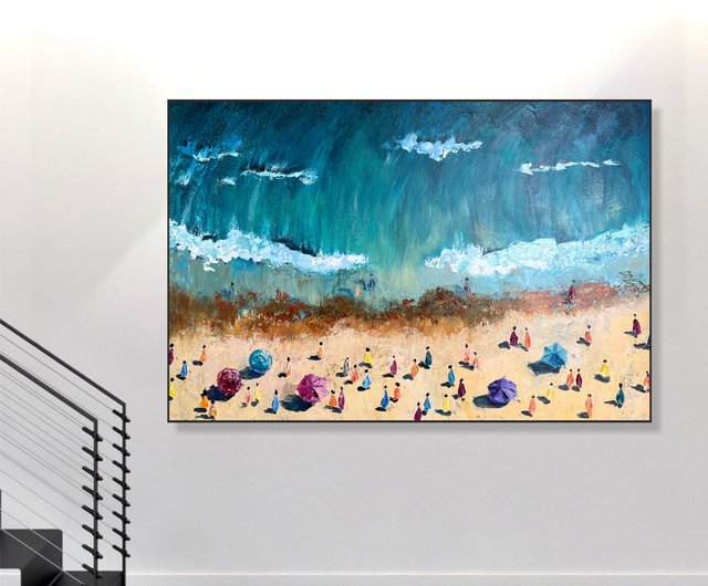 輝～ 見る角度で違う 海の絵 デコアート 絵画 原画 青と金の抽象画
