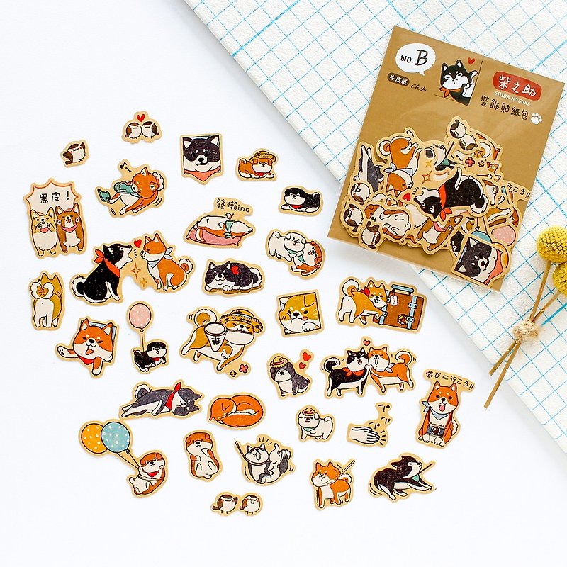 Shiba nosuke / Sticker Pack-Kraft Paper B - Stickers - Paper Brown