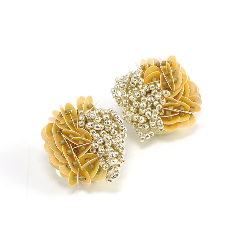 statement and sparkle beaded circle earrings, gorgeous earrings,No.2 - ต่างหู - พลาสติก สีเหลือง