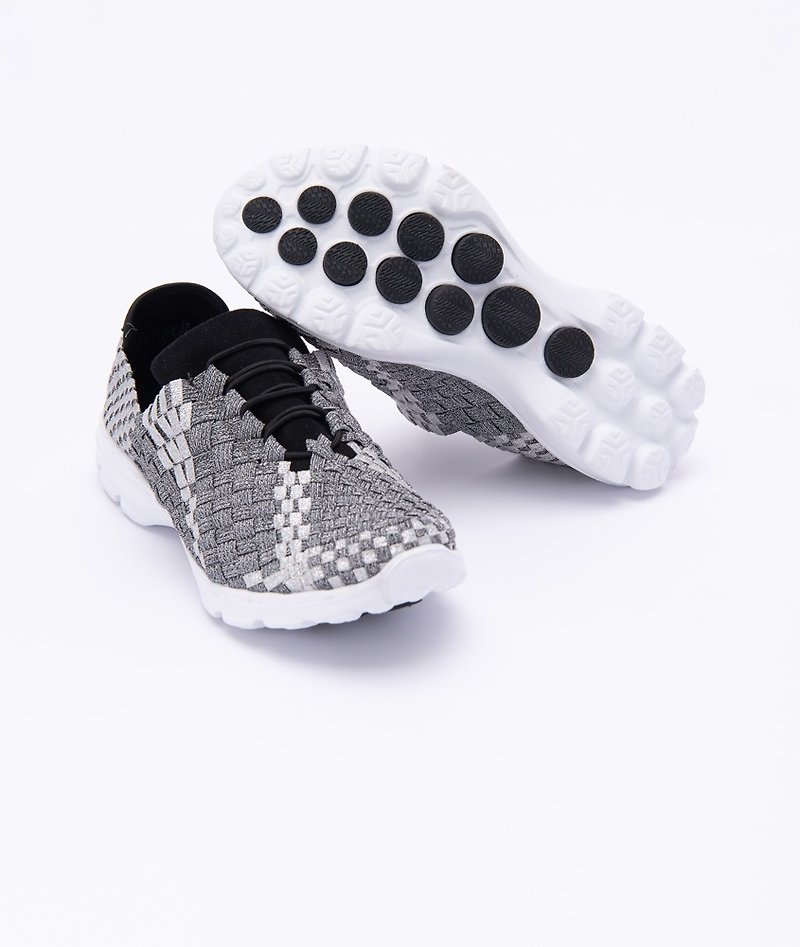 [Jumping mosaic] Washed stretch woven super lightweight casual shoes_Space Silver Grey - Women's Casual Shoes - Other Man-Made Fibers Gray