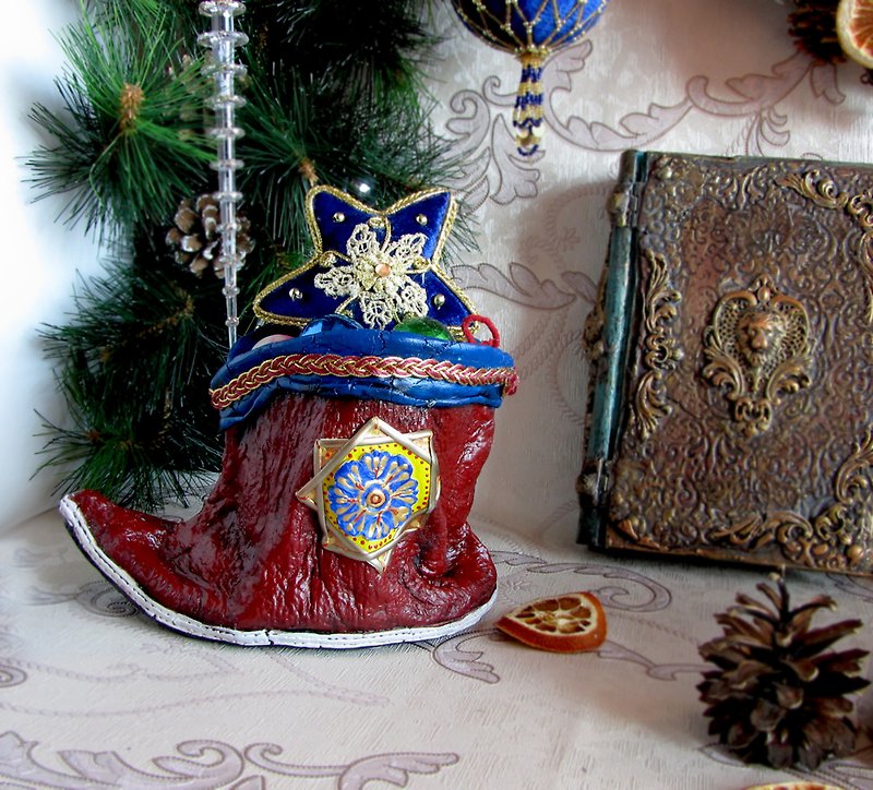 Christmas stocking,Advent set,Elf boots,Red boots,Santa Boots,European Christmas - 居家收納/收納盒/收納用品 - 其他材質 紅色