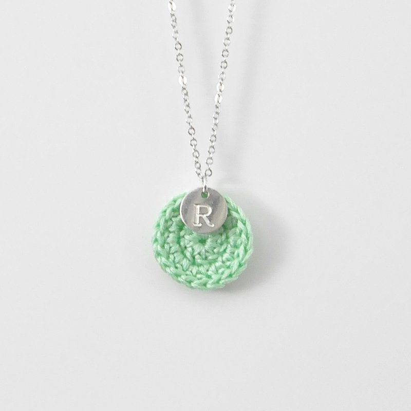 [Customized] Your exclusive*Happiness ring*Necklace small circle English alphabet rainbow series - Necklaces - Thread Green