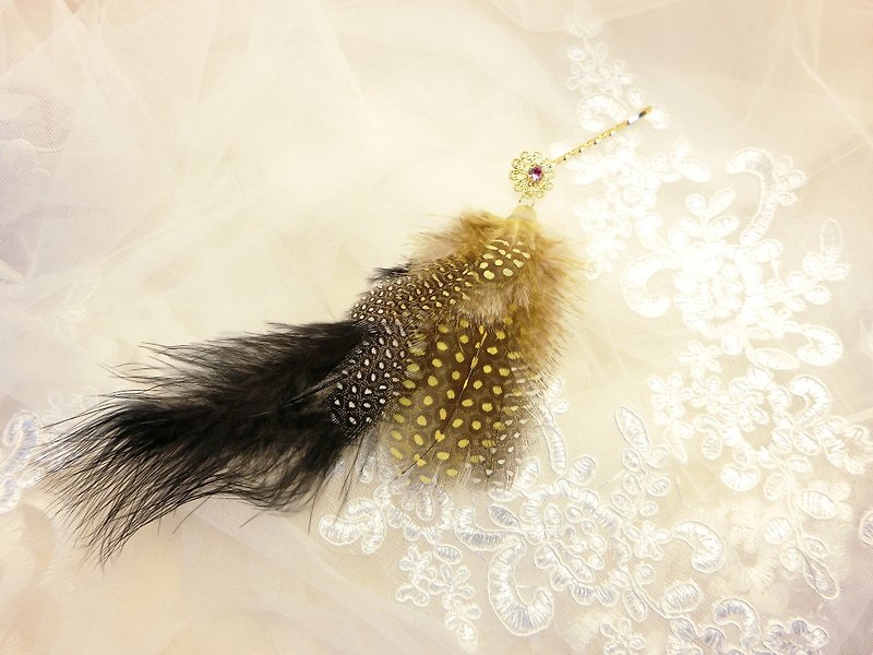 羽毛芭蕾寶石一字夾-C0013-6 - 髮飾 - 其他材質 多色