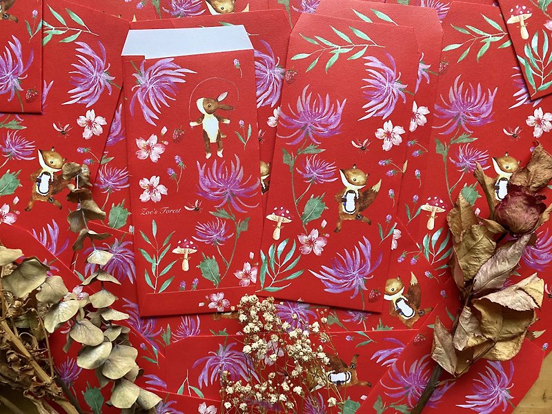 Zoesforest spring flowers bloom in the new year to sports red envelopes - ถุงอั่งเปา/ตุ้ยเลี้ยง - กระดาษ สีแดง