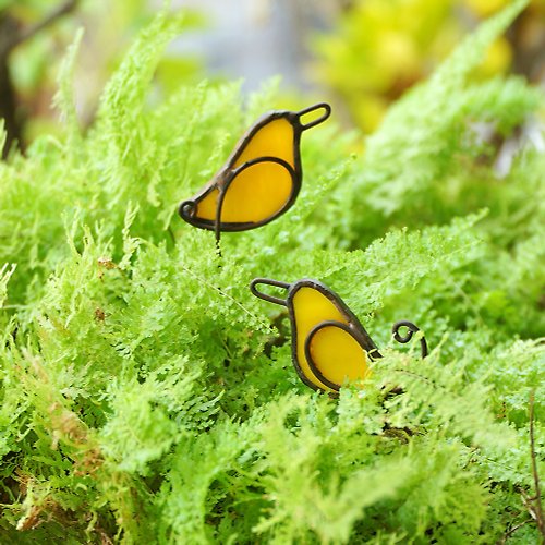 微光森林 彩色玻璃鳥兒盆插 / 擺飾