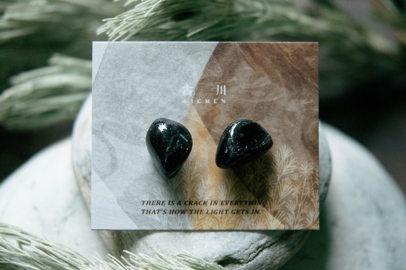 CRACK | 礦物系耳環 |  EARRINGS - 耳環/耳夾 - 玉石 黑色