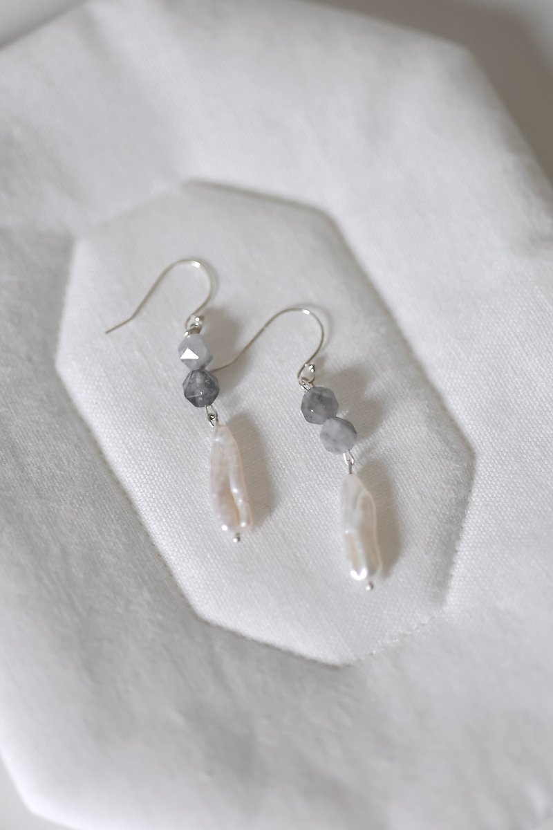 Wuxi pearl sterling silver earrings can be changed into Clip-On - ต่างหู - เครื่องประดับพลอย สีเทา