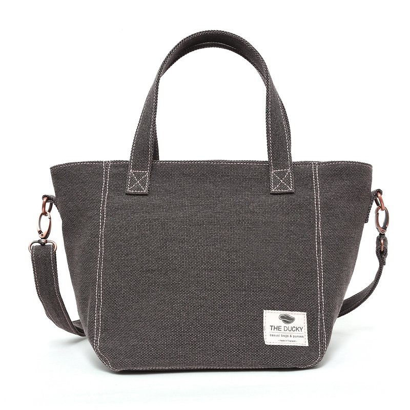 basket bag 極簡手提包/肩背包 - 煙褐色 - 側背包/斜背包 - 棉．麻 咖啡色