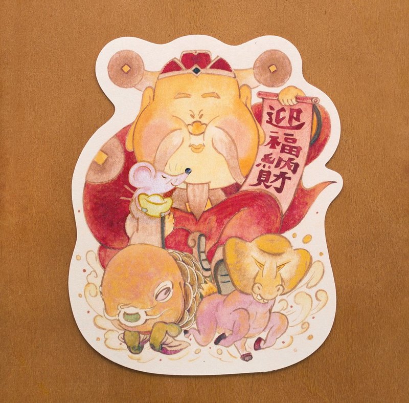 鼠年限定財神爺 明信片/卡片   絕版優惠中 - 卡片/明信片 - 紙 紅色