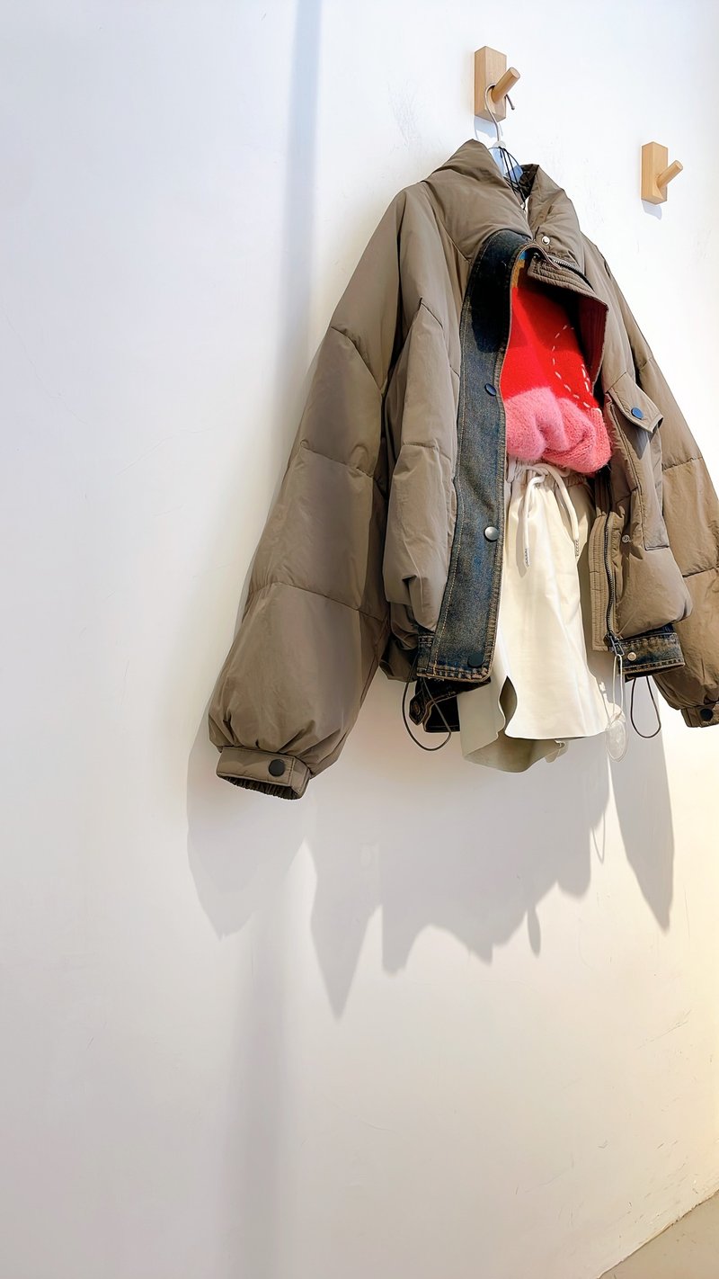 牛仔拼羽絨 - 帽 - 其他材質 