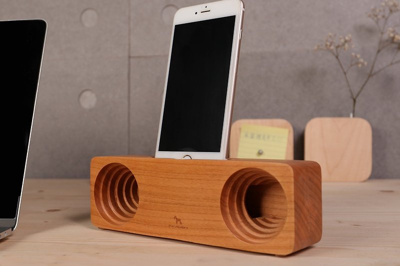 Anjos mobile phone amplifier (cherry wood) - ลำโพง - ไม้ 