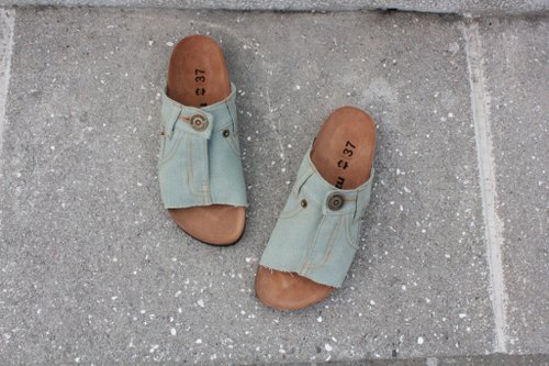 アンドラブ　デニムサンダル ラブチェーン デニム ビルケンシュトック サンダル 本革