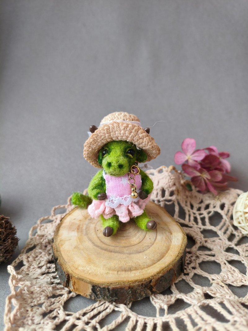 微型针织收藏绿牛小雕像 - 擺飾/家飾品 - 羊毛 綠色
