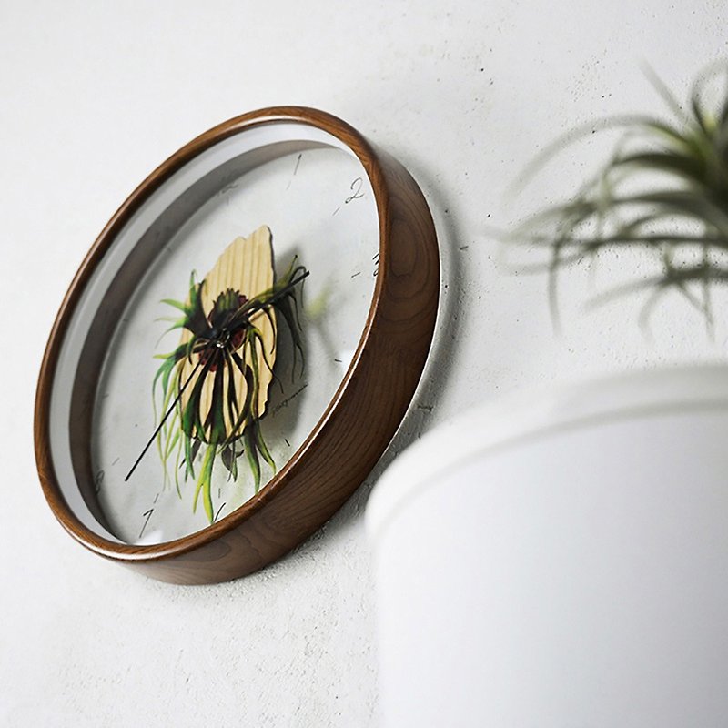 Botanica Depot- foliage plants mute wall clock clock (dark Brown) - Clocks - Wood Brown