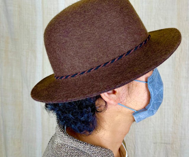 黒モン族刺繍 アフガニスタンの金属球 インドの天然石 ウールボーラーハット - ショップ JamHat 帽子 - Pinkoi