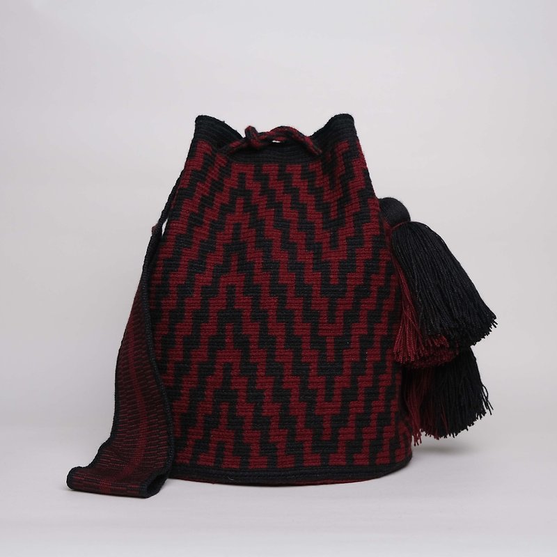 Wayúu Bag - Tarija - Colombia - กระเป๋าถือ - ผ้าฝ้าย/ผ้าลินิน สีดำ