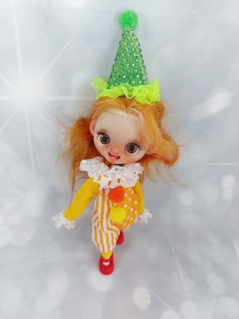 Funny Petite Blythe doll with ears. Baby with red hair. - 公仔/玩偶 - 塑膠 紅色