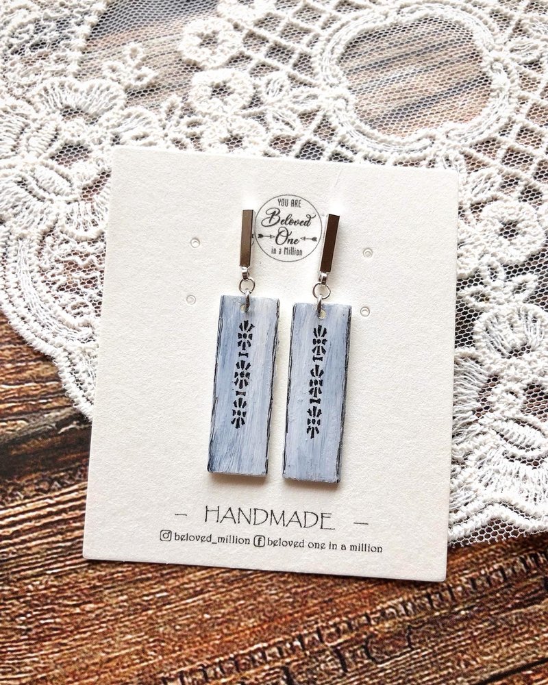 通花鐵閘-原創手繪耳環 - 耳環/耳夾/耳骨夾 - 貝殼 多色