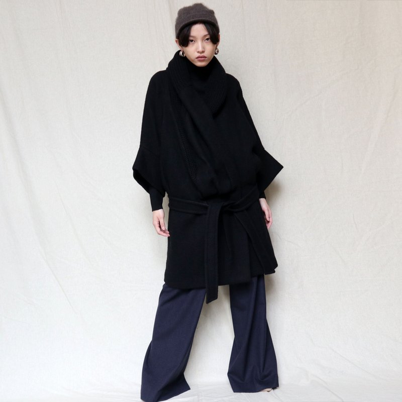 南瓜Vintage。Hussein Chalayan 義大利製 黑色 毛料 大衣 外套 - 女大衣/外套 - 羊毛 黑色