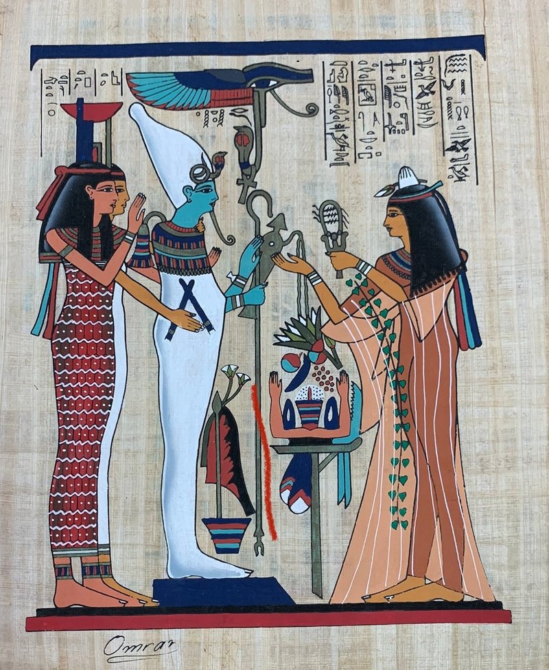 Egyptian papyrus painting-Osiris (approx. 48x37 cm) - โปสเตอร์ - วัสดุอื่นๆ 