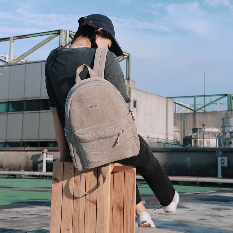 1970 Vintage Corduroy Backpack (6 colors) - กระเป๋าเป้สะพายหลัง - ไฟเบอร์อื่นๆ สึชมพู