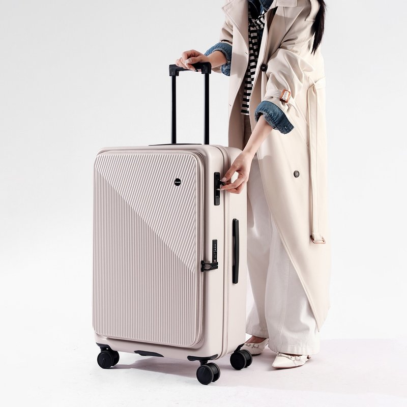 Dreamin Pro 28吋行李箱上掀前開日本煞車靜音輪-燕麥杏 - 行李箱/旅行袋 - 塑膠 卡其色