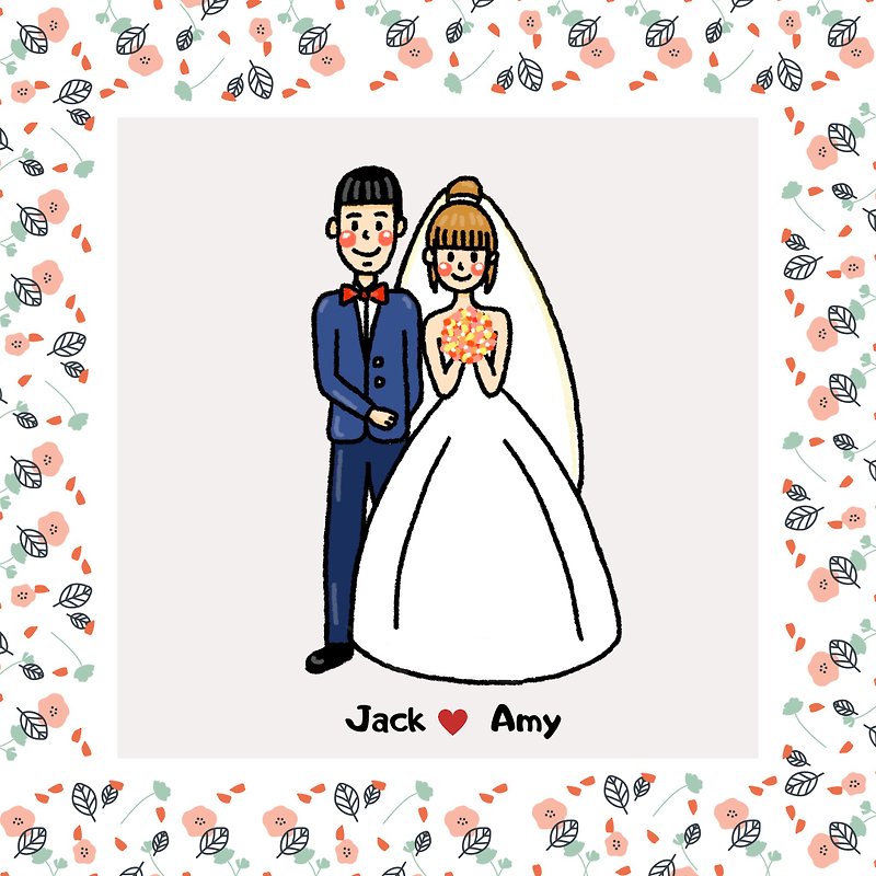Customized wedding invitations like Yan painted illustration design can be used as wedding small things stickers postcards - การ์ดอวยพร/การ์ดเชิญดิจิทัล - วัสดุอื่นๆ ขาว
