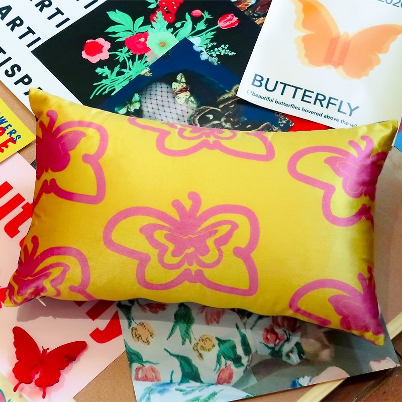 ARTISPACE Golden Butterfly Dream Rectangular Lumbar Pillow Cushion - หมอน - วัสดุอื่นๆ หลากหลายสี