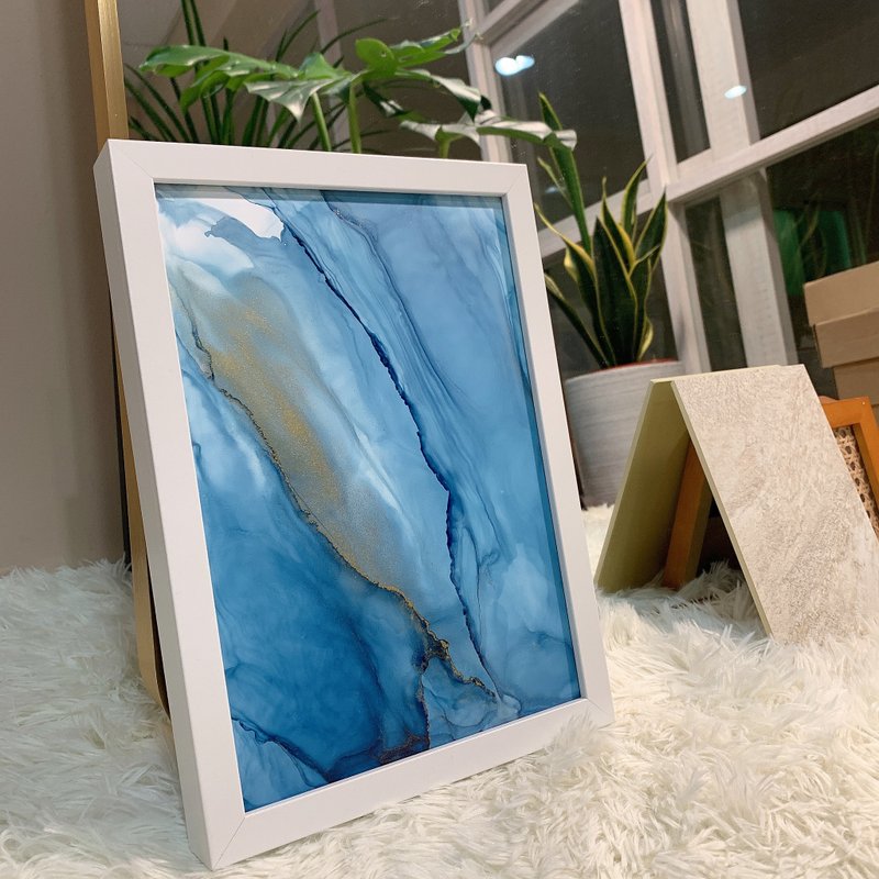 酒精墨水藝術 畫作 alcohol ink 居家空間裝飾 相框畫作 獨一無二 - 壁貼/牆壁裝飾 - 其他材質 