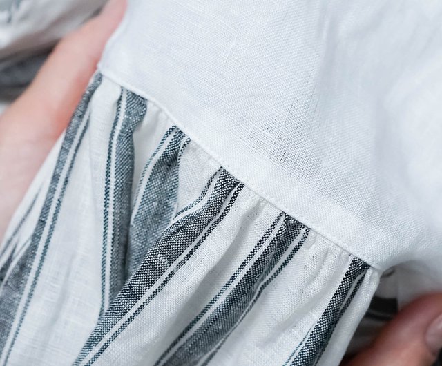 wafu【リネントップス】旬の上をいくバイカラーリネンをご体感 / 白色