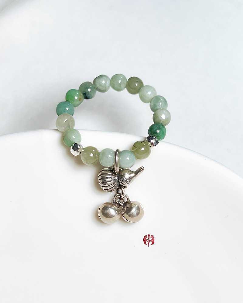 New Chinese style gourd bell jade beaded ring - General Rings - Jade Green