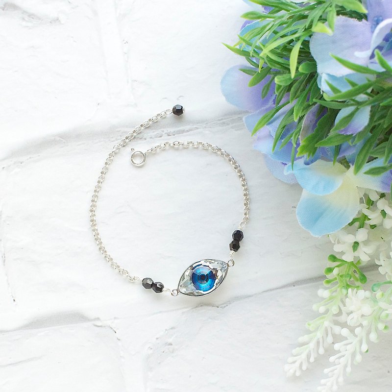 藍眼睛 奧地利特色水晶手鍊 禮物訂製 - 手鍊/手環 - 寶石 藍色